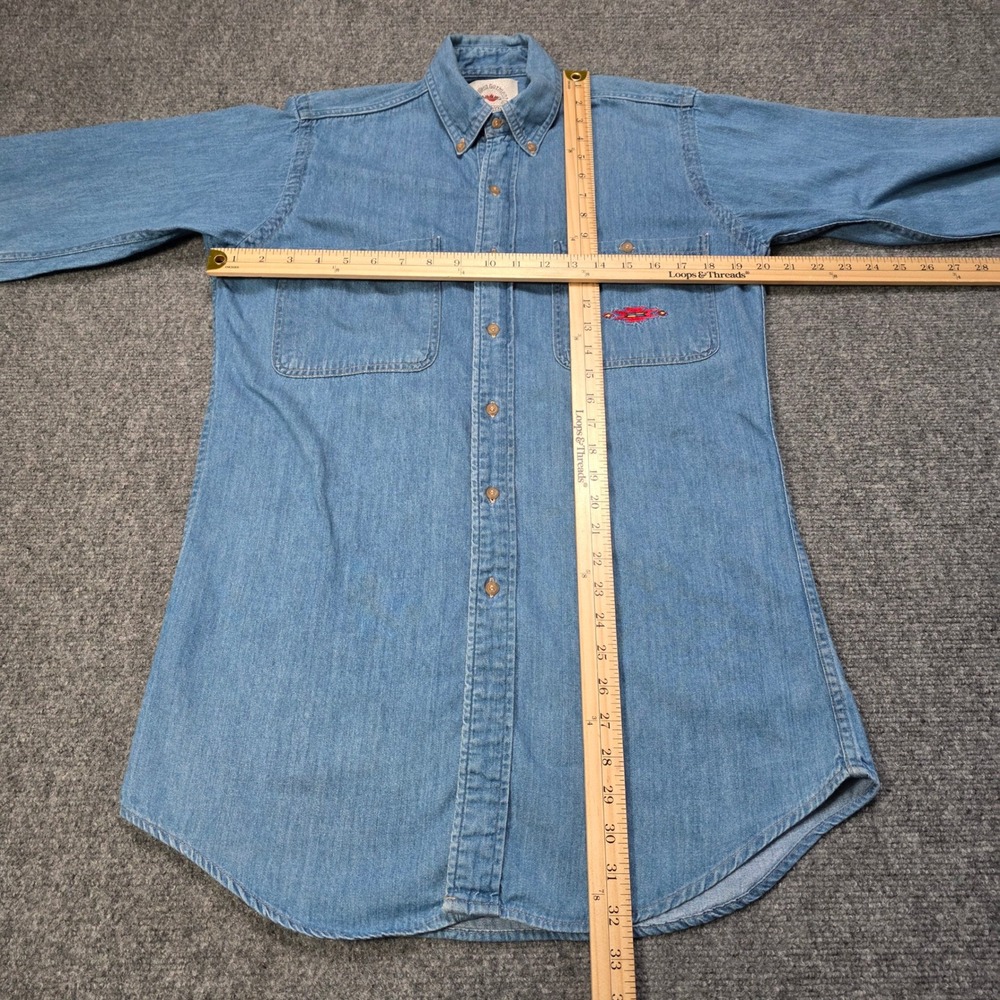 Vintage‎ MWG Denim Shirt Mens L Southwestern Embroidered Blue Jean Button Down - Picture 3 of 6
